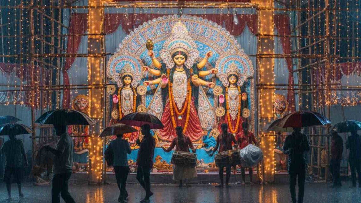 rain in durga puja